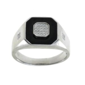 Anel Masculino Brilhante Esmalte Au Branco