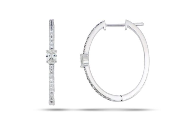 Brinco Argola Dia Central Oval  Au Br