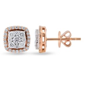 Brinco Stud Brihantes Cushion Maracana Au Rose