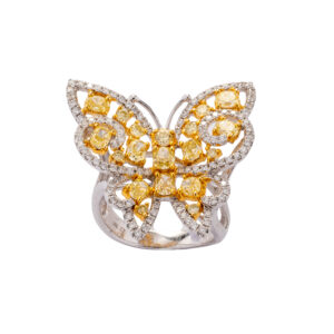 Anel Borboleta Brilhante Fancy Yellow