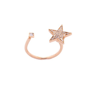 Anel Estrela Brilhante Au Rose