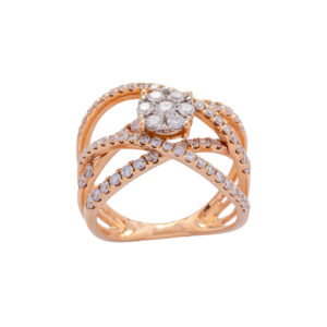 Anel Flor Brilhante 4 aros Au Rose