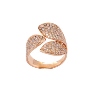 Anel Folhas Brilhante Au Rose