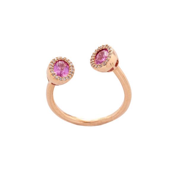 Anel Brilhante Safira Rosa Au Rose