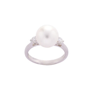 Anel Pérola Brilhante Au Branco
