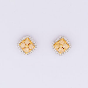 Brinco Stud Brilhante e Fancy Yellow