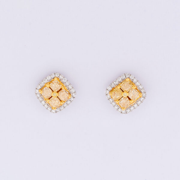 Brinco Stud Brilhante e Fancy Yellow