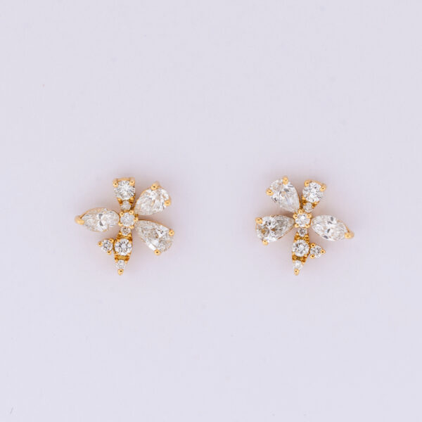 Brinco Flor Stud Au Am Dia gota