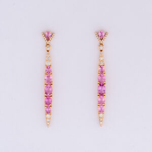 Brinco Safira rosa e Brilhantes Au Rose