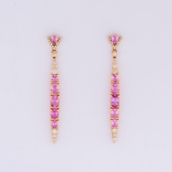 Brinco Safira rosa e Brilhantes Au Rose