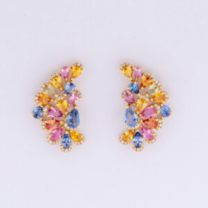 Brinco Earcuff Safiras coloridas  Bri Au Am