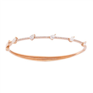 Pulseira Rigida Diamante Gota  e Brilhantes