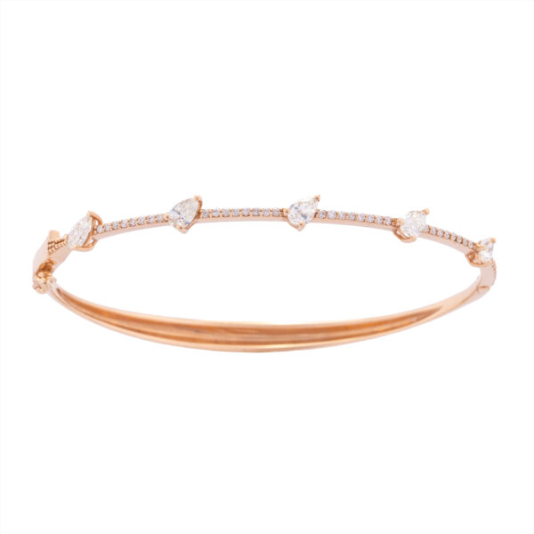 Pulseira Rigida Diamante Gota  e Brilhantes