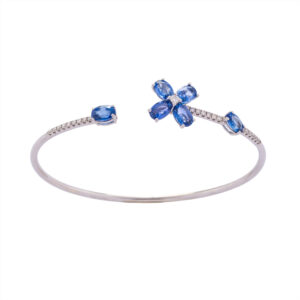 Pulseira Flor Safira Azul Bri Au Br