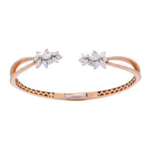 Pulseira Au Rose Rigida Navetes e Brilhantes